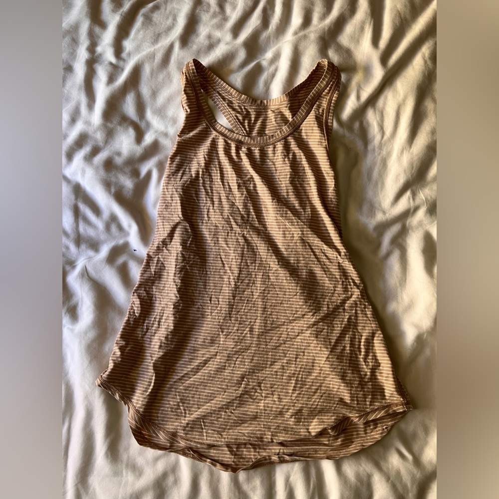 lululemon athletica Tan Striped Tank Top